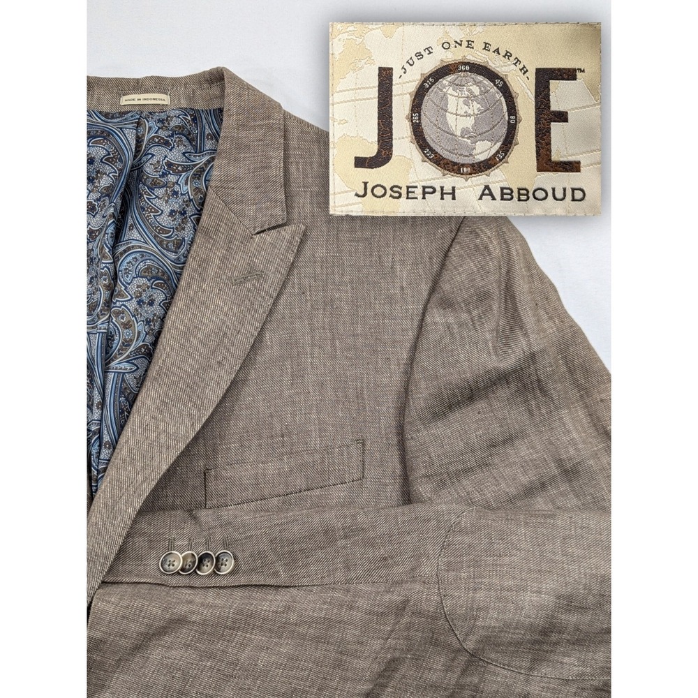 Abboud Slub Hopsack Blazer Sport Coat Crosshatch100% Linen Suit Jacket 46R 48"